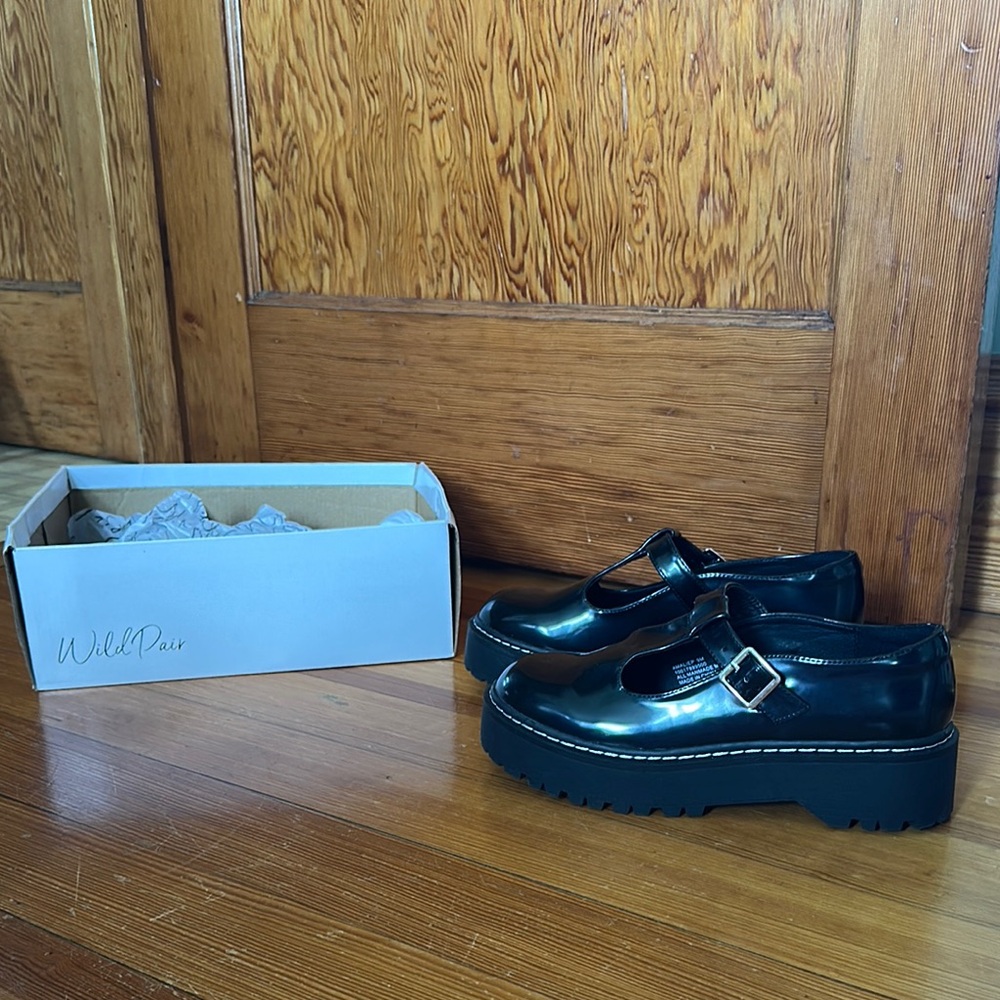 Wild Pair Shiny Black Platform Shoes